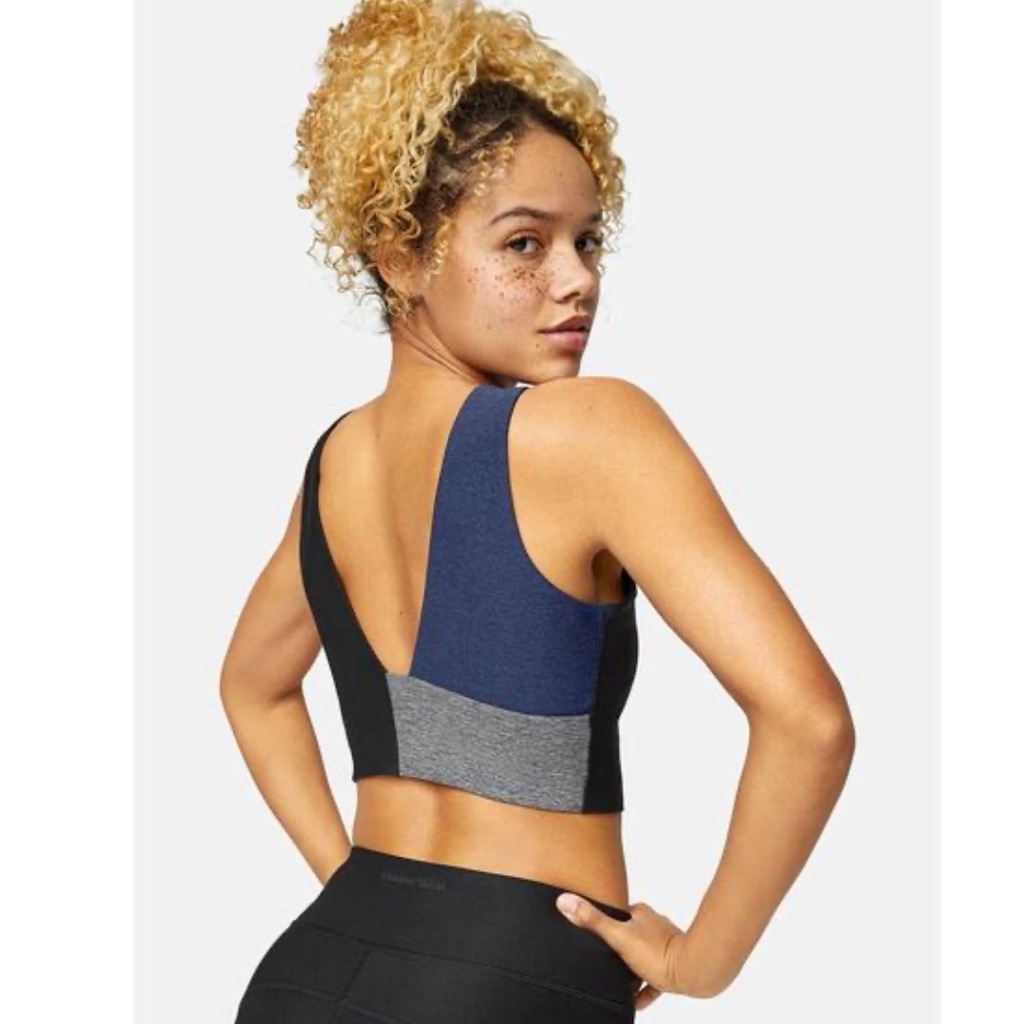 Outdoor Voices Venus Crop Top Size Small Color Block Black/Navy/Gray